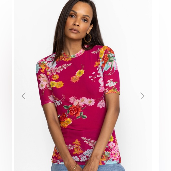 Johnny Was Tops - NWT Johnny Was Jade Biya JWLA 3J Workshop Golden Bouquet Mesh Top